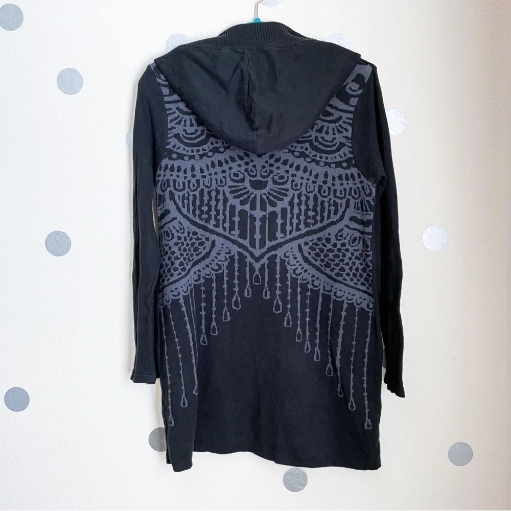 Prana Misha Hooded Zip Up Duster Sweater Jacket with Jaquard Pattern on …